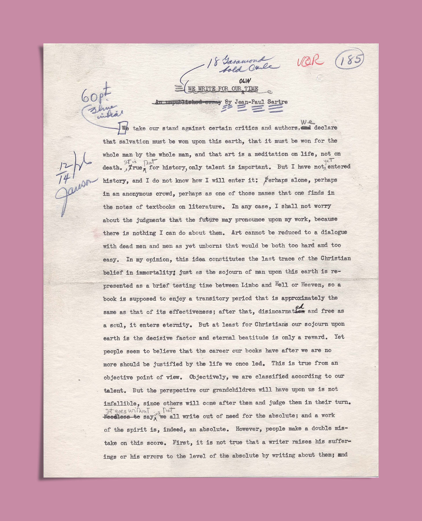 Sartre Manuscript
