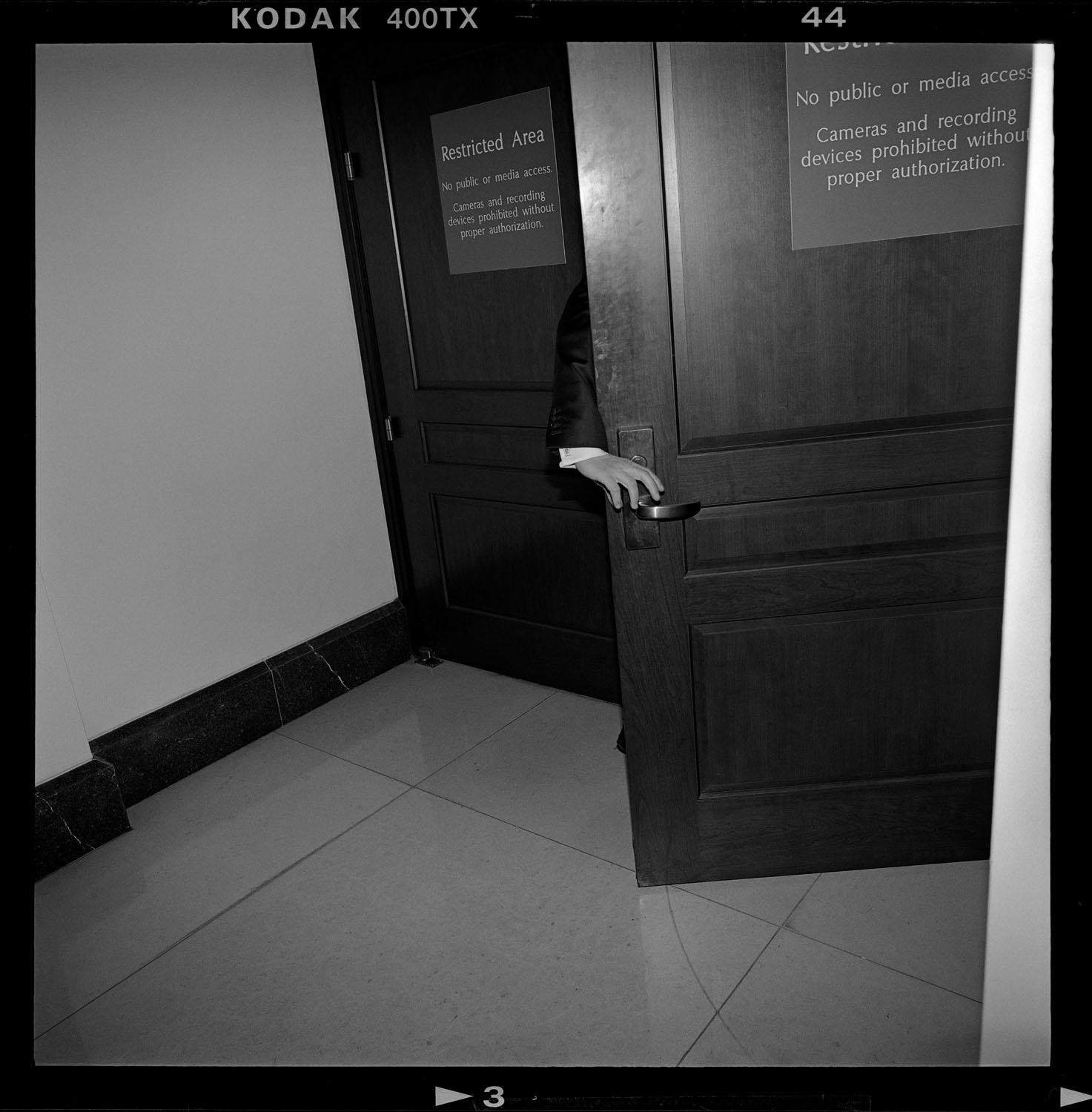 Entrance to the House Sensitive Compartmented Information Facility during impeachment hearings into President Donald J. Trump. Capitol Hill, Washington, DC, 2019.