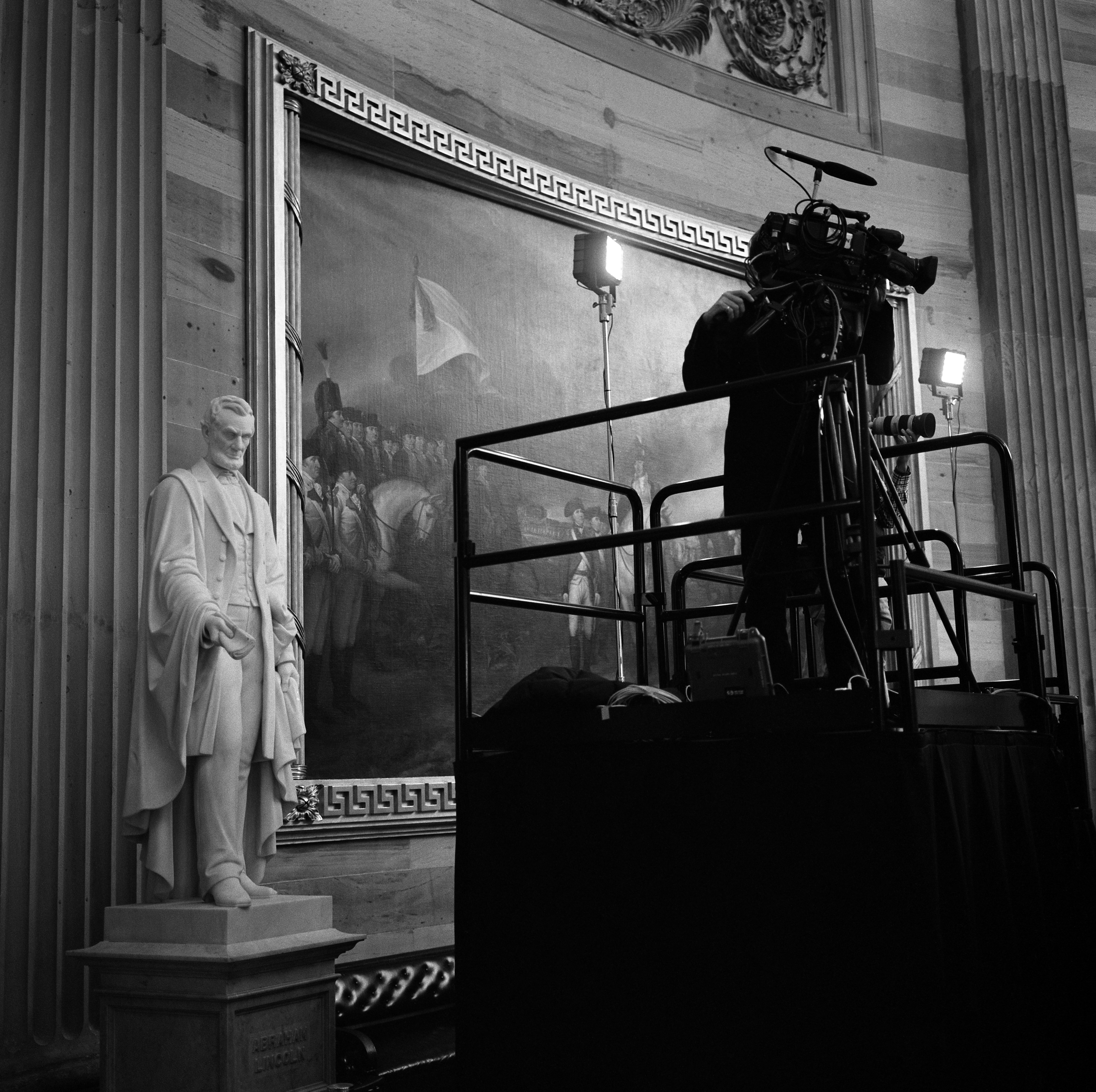 Video camera and operator in Capitol building.