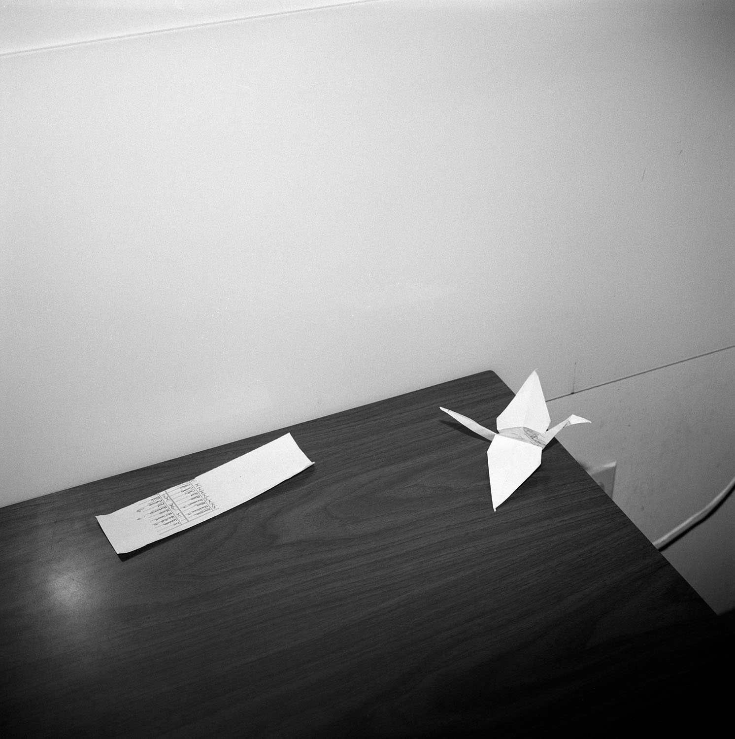 Origami on table.