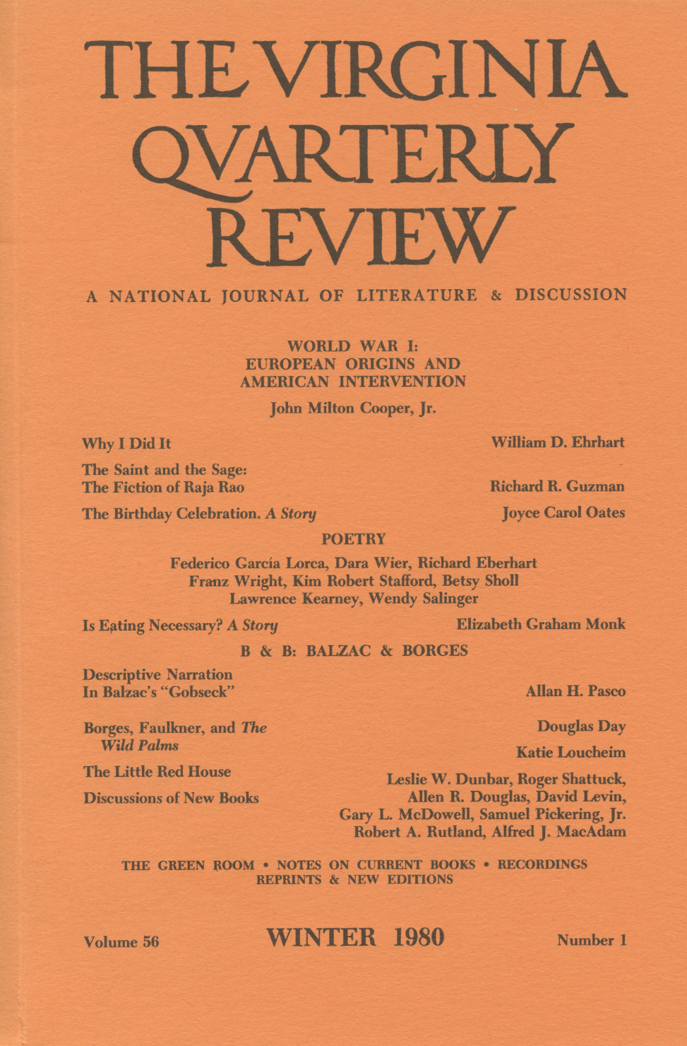 Virginia Quarterly Review, Winter 1980 cover