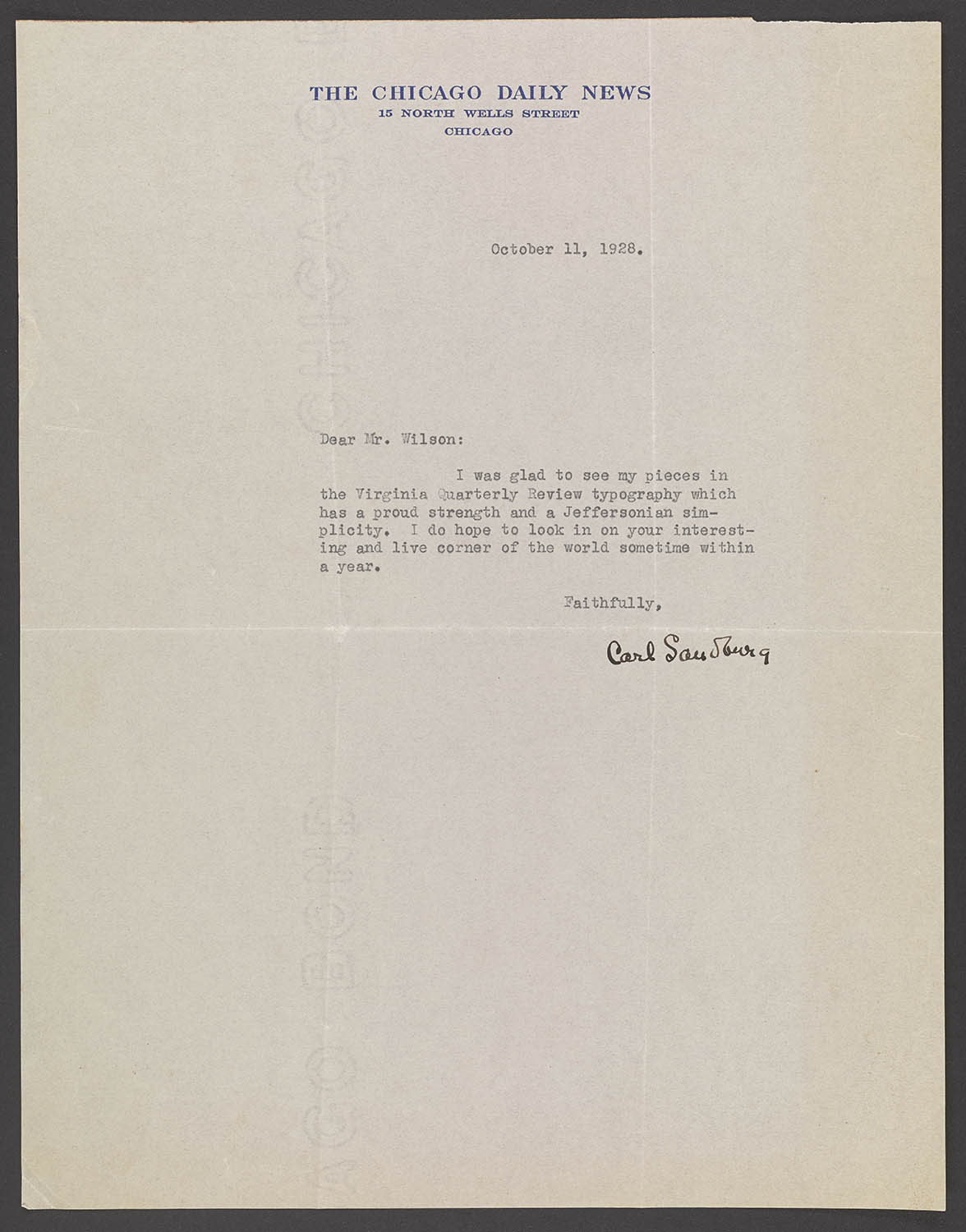 Sandburg Letter
