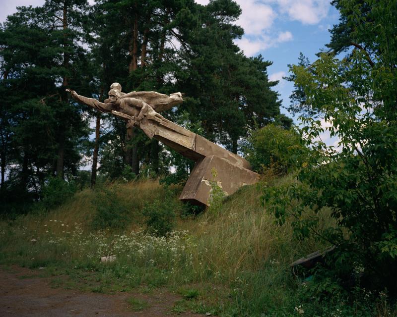 Defaced war monument.