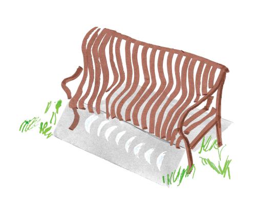 marker drawing of a city bench