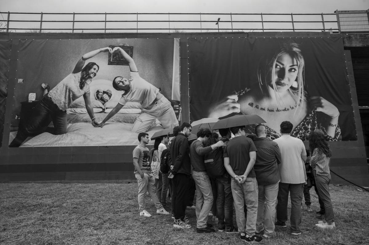 A tour group visits the installation. May 2025. PORTRAITS: Laura Ficarra and her daughter Aurora (LEFT). September 2024; Jessica Lamburi (RIGHT). May 2022.