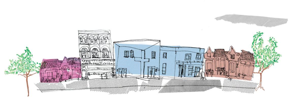 facades of a Pittsburgh block