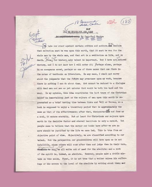 Sartre Manuscript