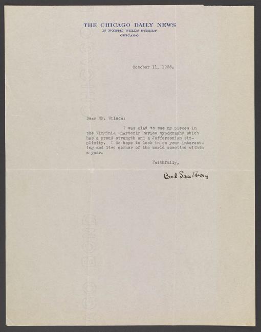 Sandburg Letter